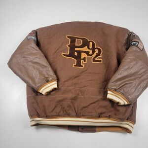 Vintage 90s Phat Farm Bomber Jacket Brown Tan XL Vtg Y2K Button Up Wool Blend